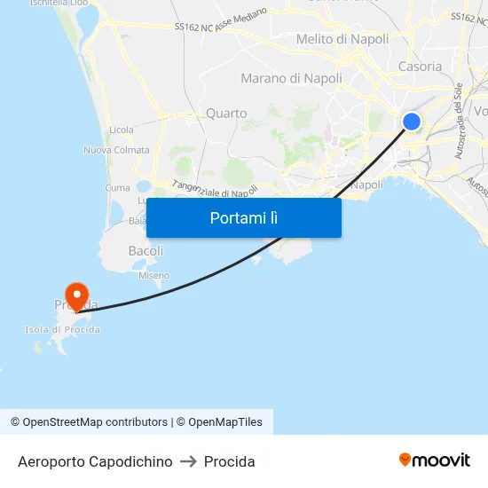 Aeroporto Capodichino to Procida map