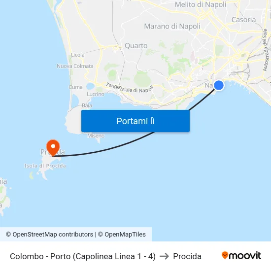 Colombo - Porto (Capolinea Linea 1 - 4) to Procida map