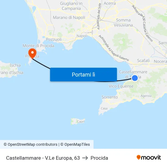 Castellammare - V.Le Europa, 63 to Procida map