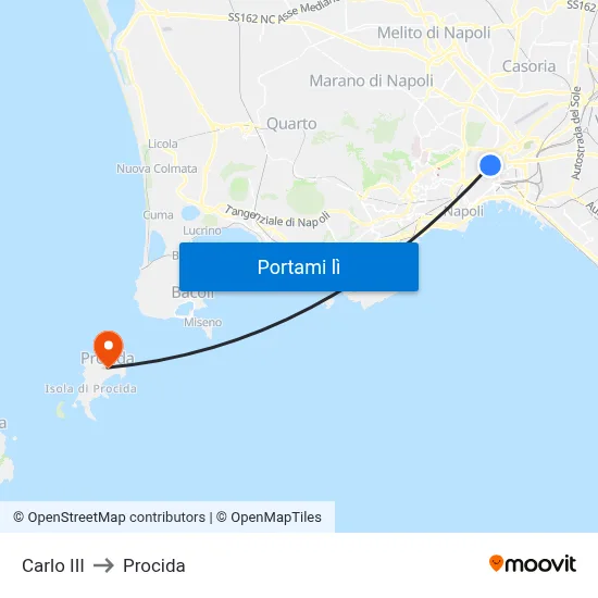 Carlo III to Procida map