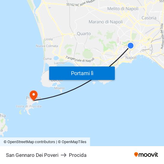 San Gennaro Dei Poveri to Procida map