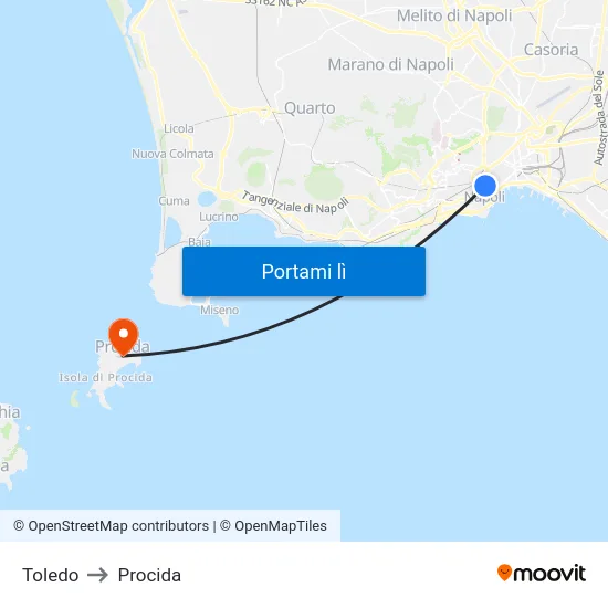 Toledo to Procida map