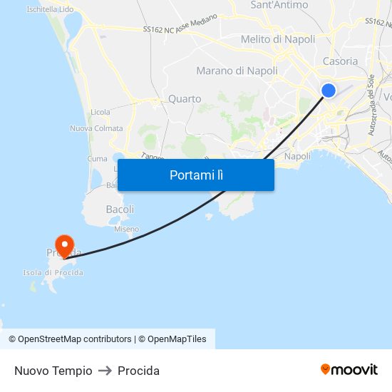 Nuovo Tempio to Procida map