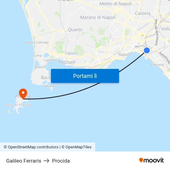 Galileo Ferraris to Procida map
