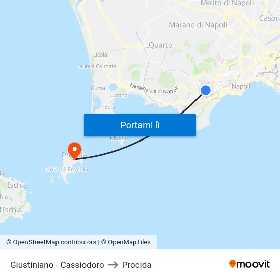 Giustiniano - Cassiodoro to Procida map
