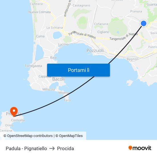 Padula - Pignatiello to Procida map