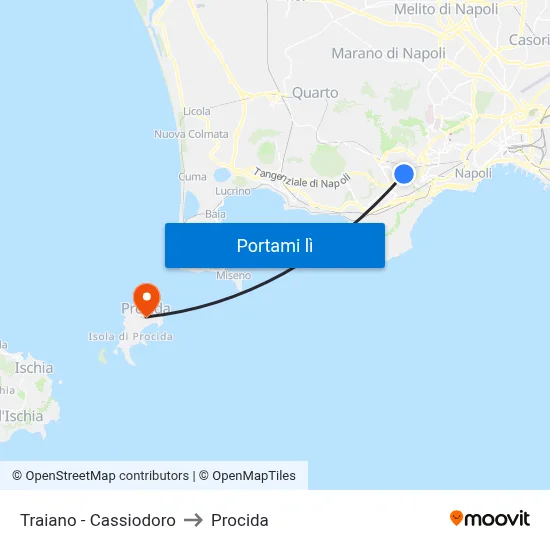 Traiano - Cassiodoro to Procida map