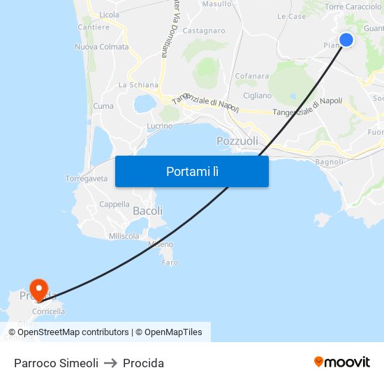 Parroco Simeoli to Procida map