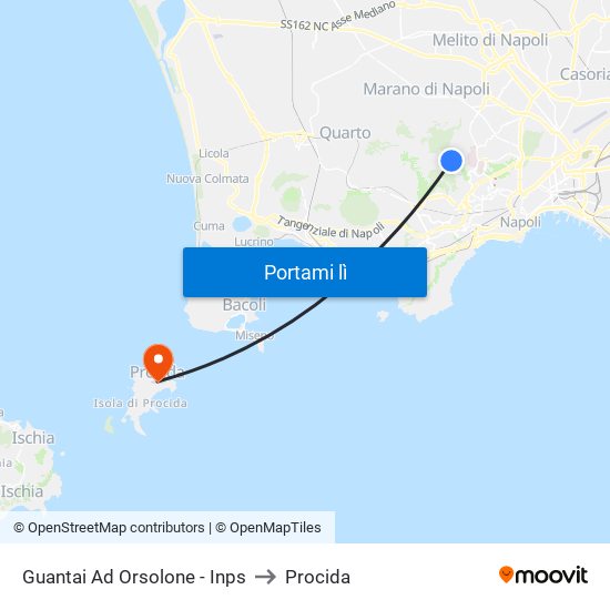 Guantai Ad Orsolone - Inps to Procida map