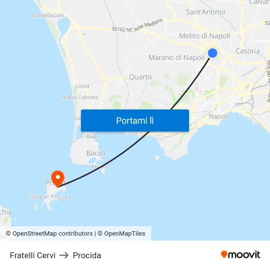 Fratelli Cervi to Procida map