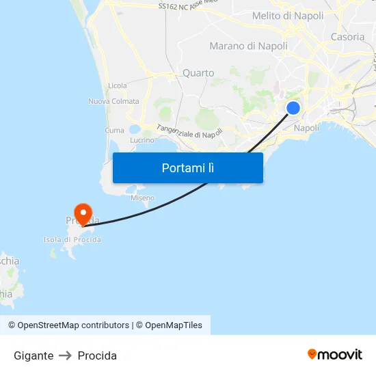 Gigante to Procida map