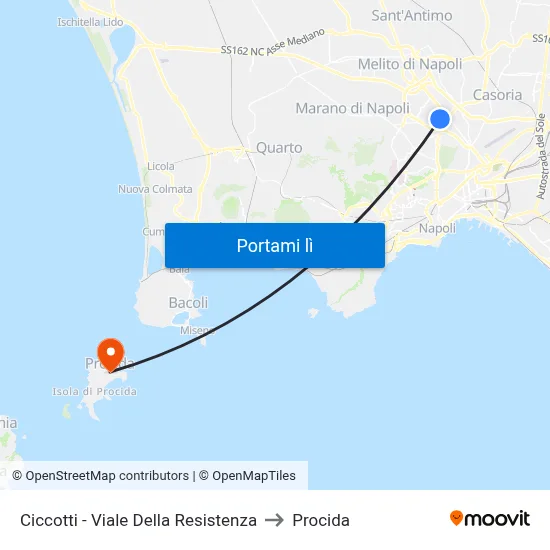Ciccotti - Viale Della Resistenza to Procida map