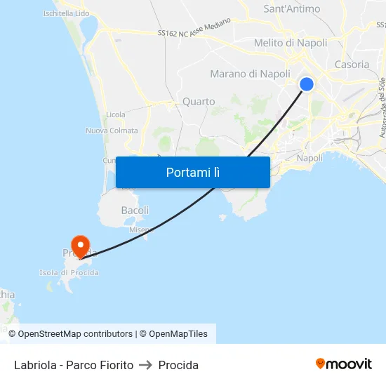 Labriola - Parco Fiorito to Procida map