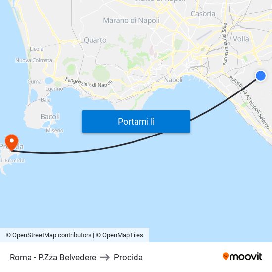 Roma - P.Zza Belvedere to Procida map