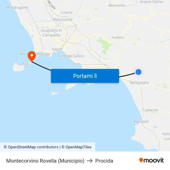 Montecorvino Rovella (Municipio) to Procida map