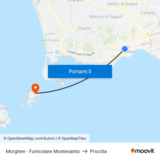 Morghen - Funicolare Montesanto to Procida map