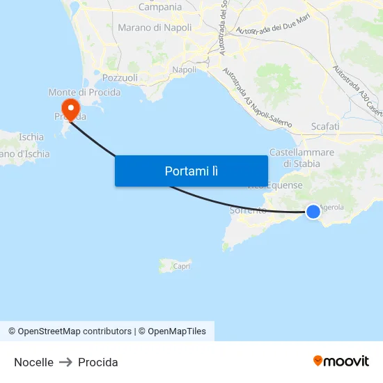 Nocelle to Procida map