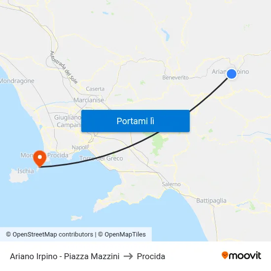 Ariano Irpino - Piazza Mazzini to Procida map