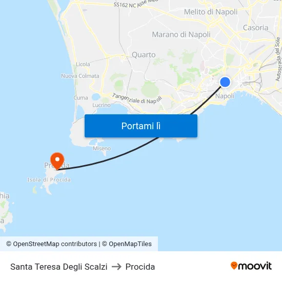Santa Teresa Degli Scalzi to Procida map