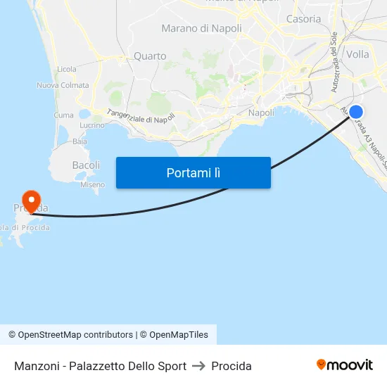 Manzoni - Palazzetto Dello Sport to Procida map