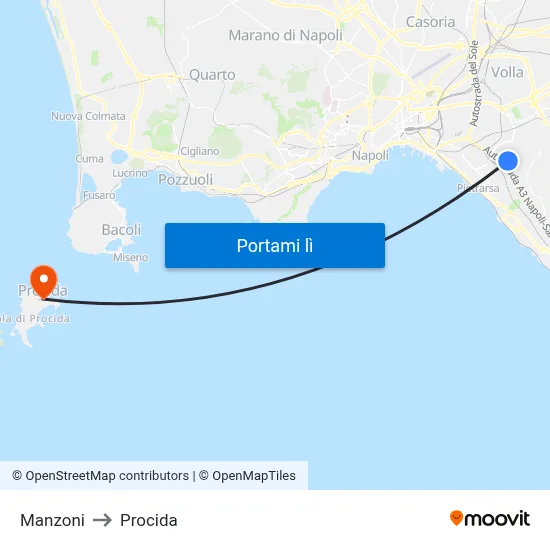 Manzoni to Procida map