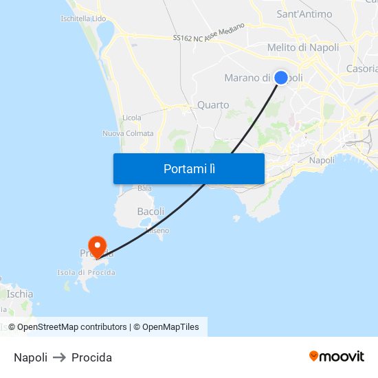 Napoli to Procida map