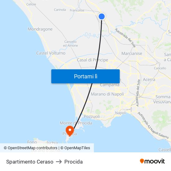 Spartimento Ceraso to Procida map