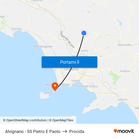 Alvignano - SS Pietro E Paolo to Procida map