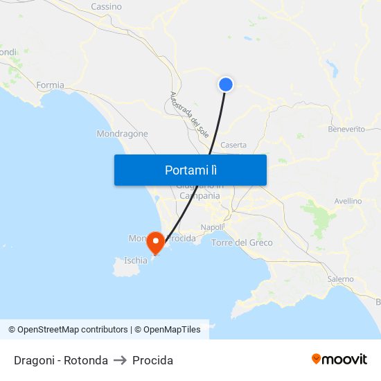 Dragoni - Rotonda to Procida map