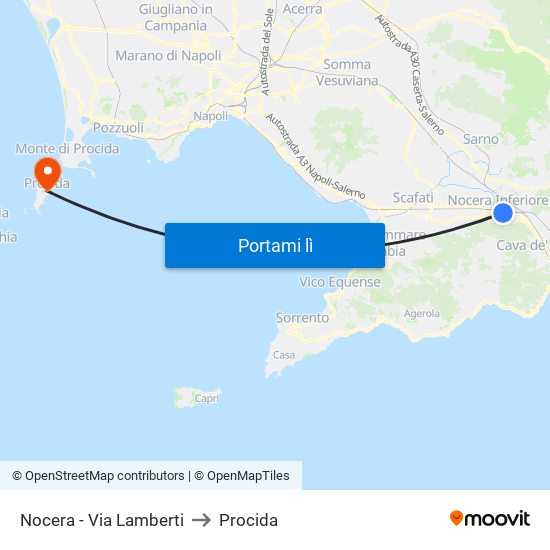 Nocera - Via Lamberti to Procida map