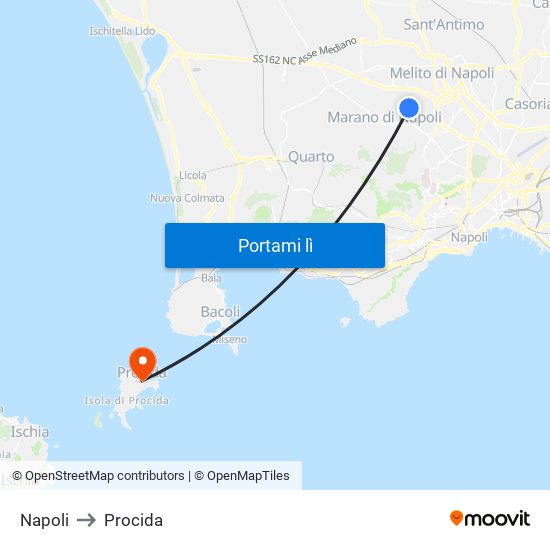 Napoli to Procida map