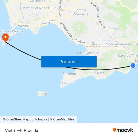 Vietri to Procida map