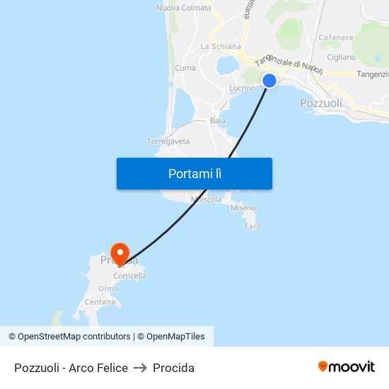 Pozzuoli - Arco Felice to Procida map