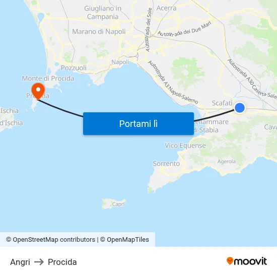 Angri to Procida map