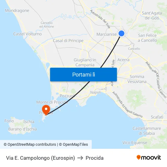 Via E. Campolongo (Eurospin) to Procida map