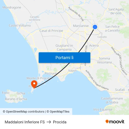 Maddaloni Inferiore FS to Procida map