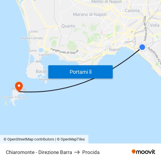Chiaromonte - Direzione Barra to Procida map