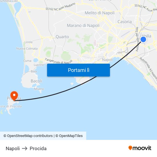 Napoli to Procida map