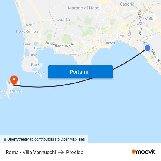 Roma - Villa Vannucchi to Procida map