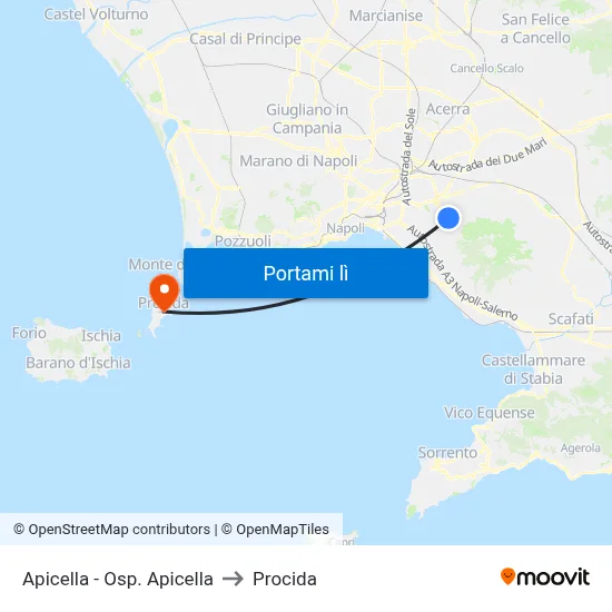 Apicella - Osp. Apicella to Procida map