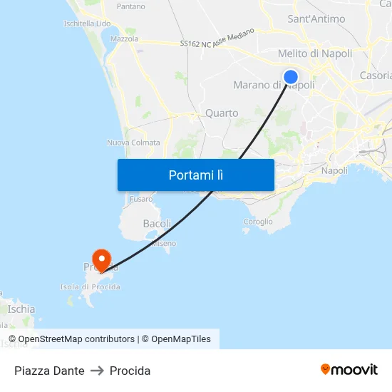 Piazza Dante to Procida map