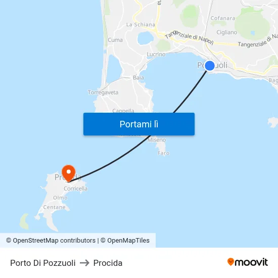 Porto Di Pozzuoli to Procida map