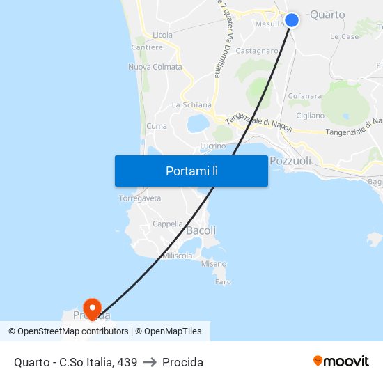 Quarto - C.So Italia, 439 to Procida map