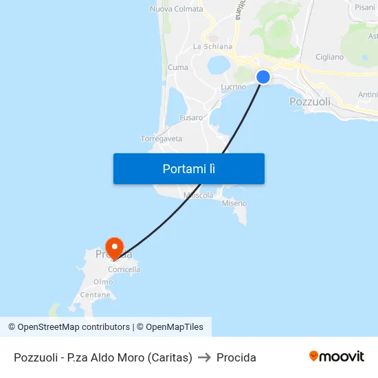 Pozzuoli - P.za Aldo Moro (Caritas) to Procida map