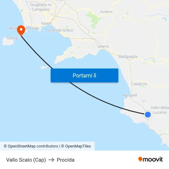 Vallo Scalo (Cap) to Procida map