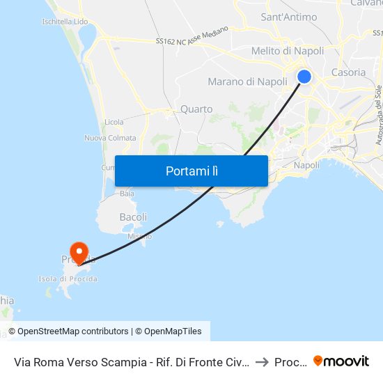 Via Roma Verso Scampia - Rif. Di Fronte Civico N° 138a to Procida map