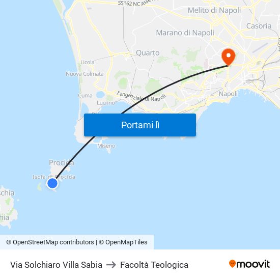 Via Solchiaro   Villa Sabia to Facoltà Teologica map