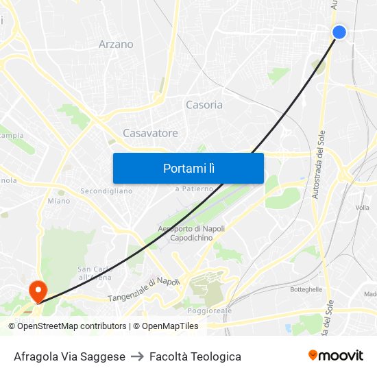 Afragola Via Saggese to Facoltà Teologica map