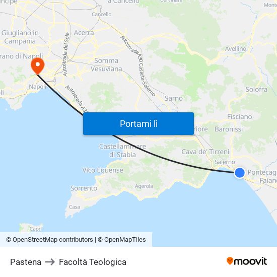 Pastena to Facoltà Teologica map