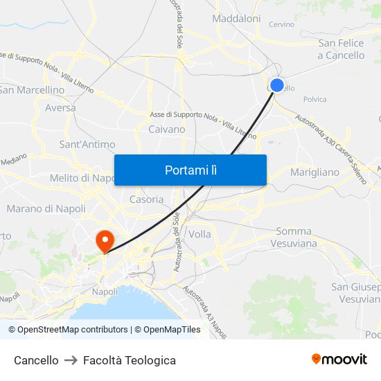 Cancello to Facoltà Teologica map